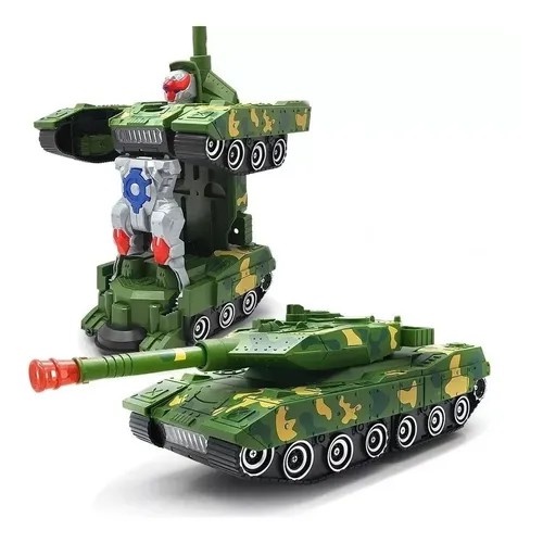 Tanque Militar Transformers Robô Com Luz  Som Bate  Volta