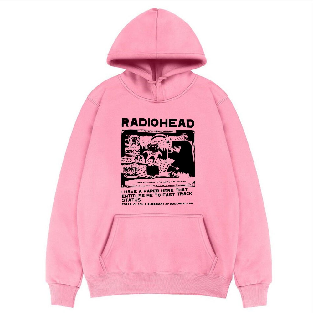 Moletom Canguru Com Capuz  Radiohead Metal Rock N Roll Album Fan Moda Unissex