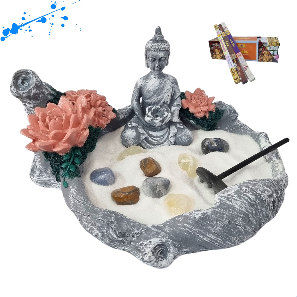 Jardim Zen Japones Buda + Incenso Vareta
