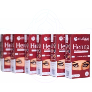 HENNA MAKIAJ PARA SOBRANCELHAS com fixação e efeito natural 1,5g+10 ml em Oferta na Shopee
