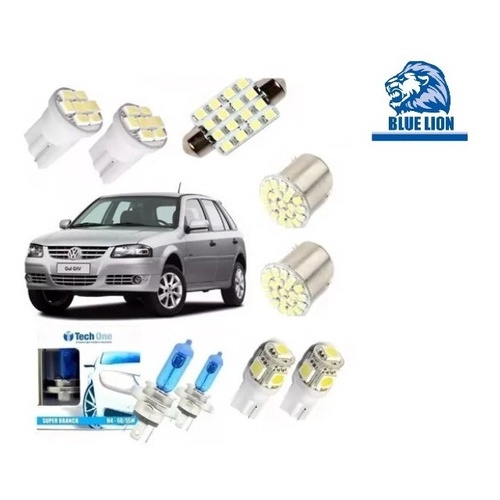 Kit Lampadas  Gol G2 G3 G4 Farol Super Branca E Leds Techone