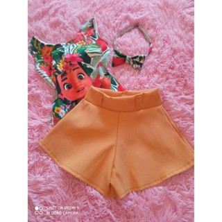 BODY + SHORT + TIARA (conjunto infantil - Personalizado) em Oferta na Shopee