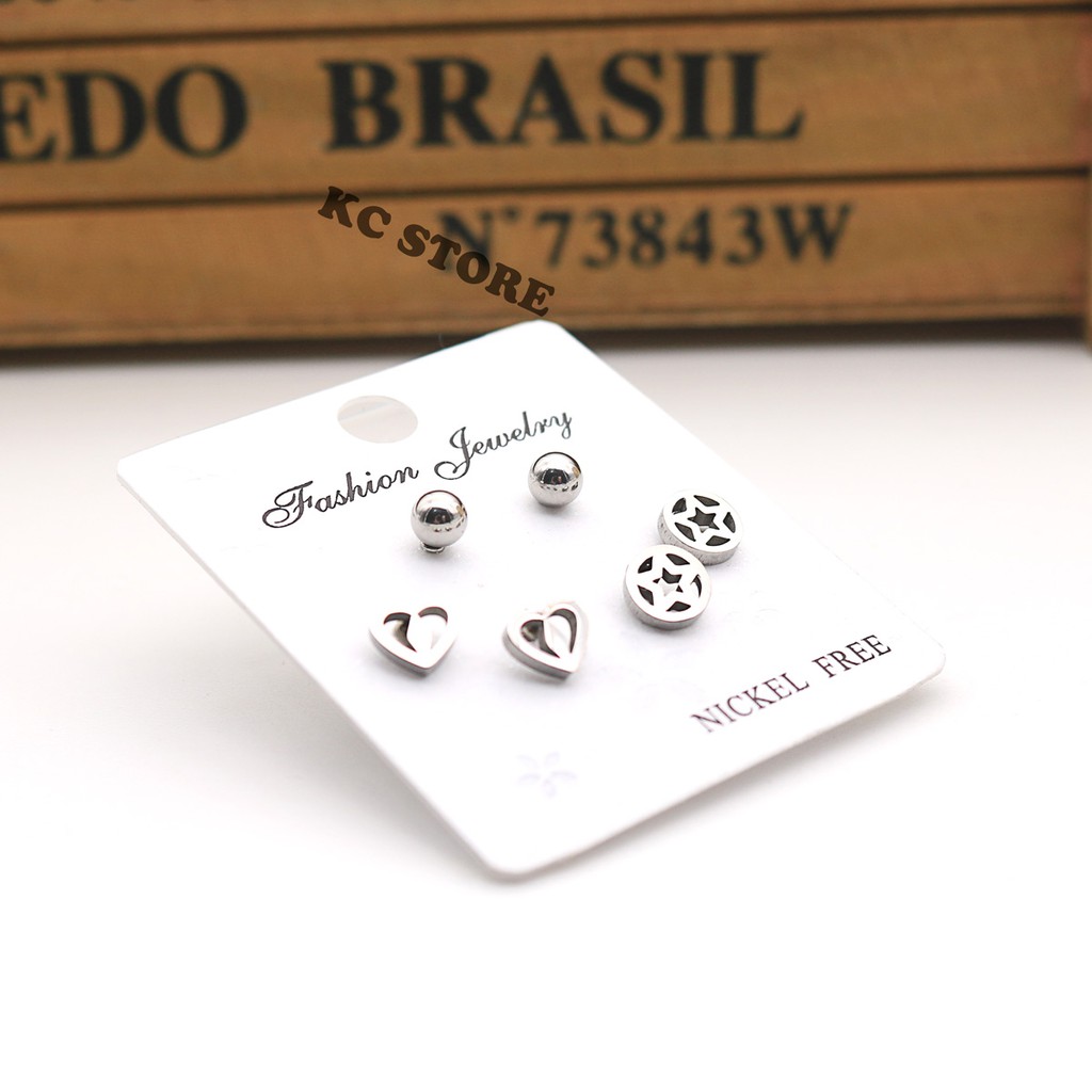 kit 6 brinco feminino em aço inoxidável prata prateado banhado antialérgico brinco pequeno mini brinco