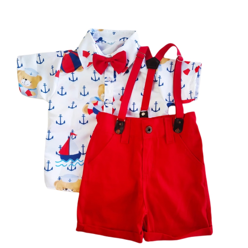 Conjunto URSO MARINHEIRO infantil para menino roupa de festa