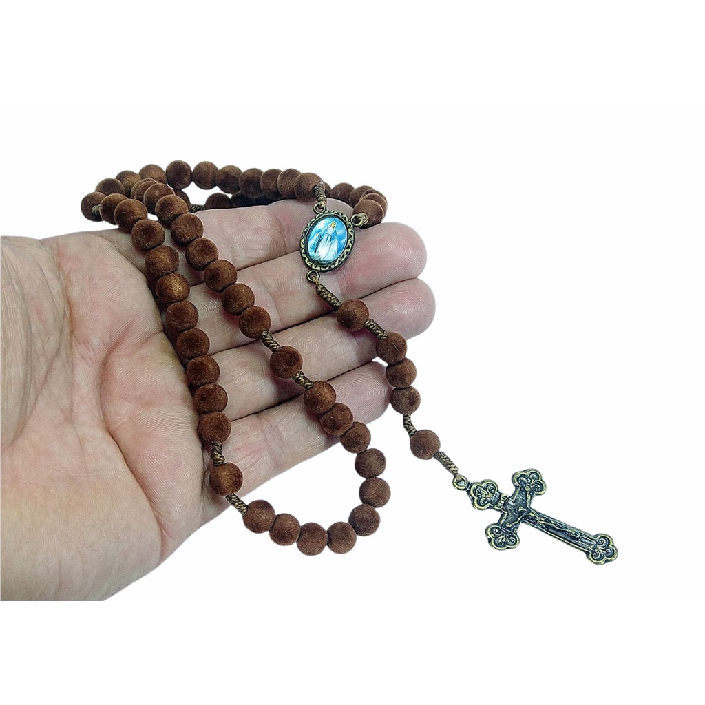 Terço Nossa Senhora Aparecida Veludo Presente Especial Lindo