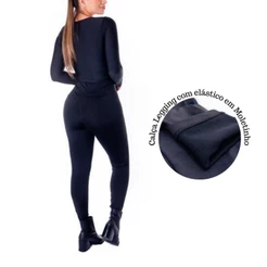 Calça Legging Flanelada Cintura Alta Leg Feminina Peluciada Para Academia Fitness