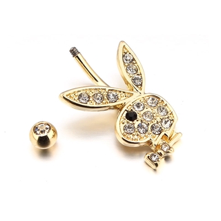 1 Pc Metal Ouro Dos Desenhos Animados Coelho Umbigo Anel Piercing Sino Botão Anéis Piercing Corpo Jóias Para As Mulheres