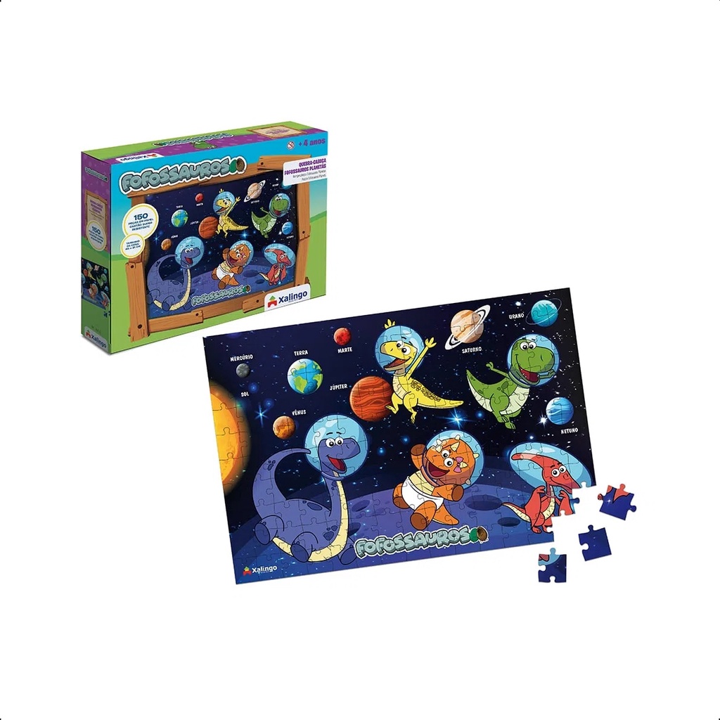 Quebra-Cabeça Xalingo Cartão Fofossauros Planetas 150 peças 46x31cm Xalingo - 16276