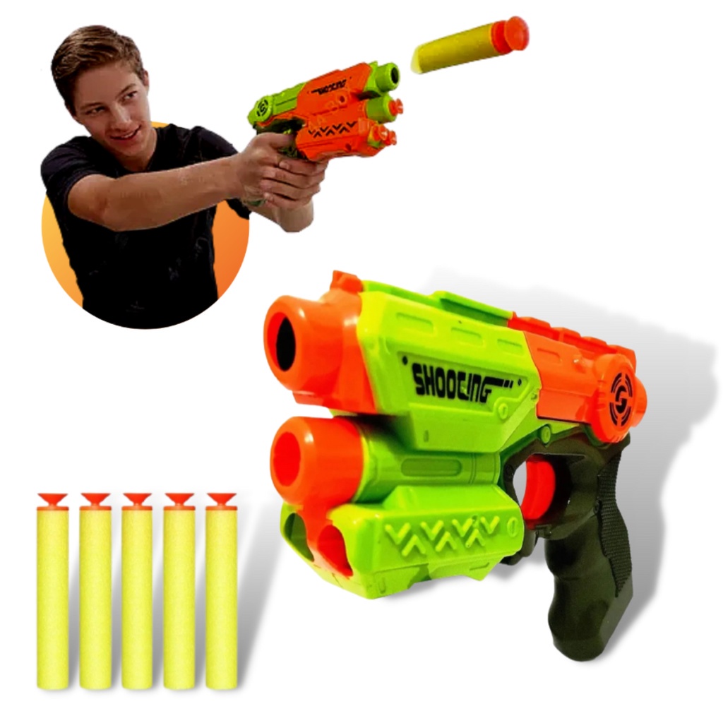 Brinquedo Pistola Arma Arminha Lançador de Dardos Com Algema e