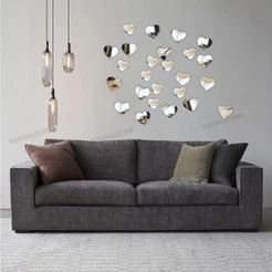 25 Mini Corações Decorativos Acrílico Espelhado Sala Quarto