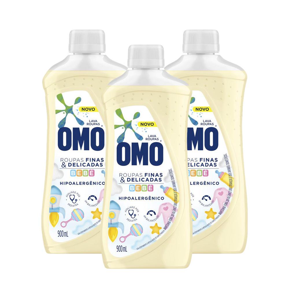 Kit 3 Lava-Roupas Líquido Omo Bebê Roupas Finas e Delicadas 900ml em Oferta na Shopee