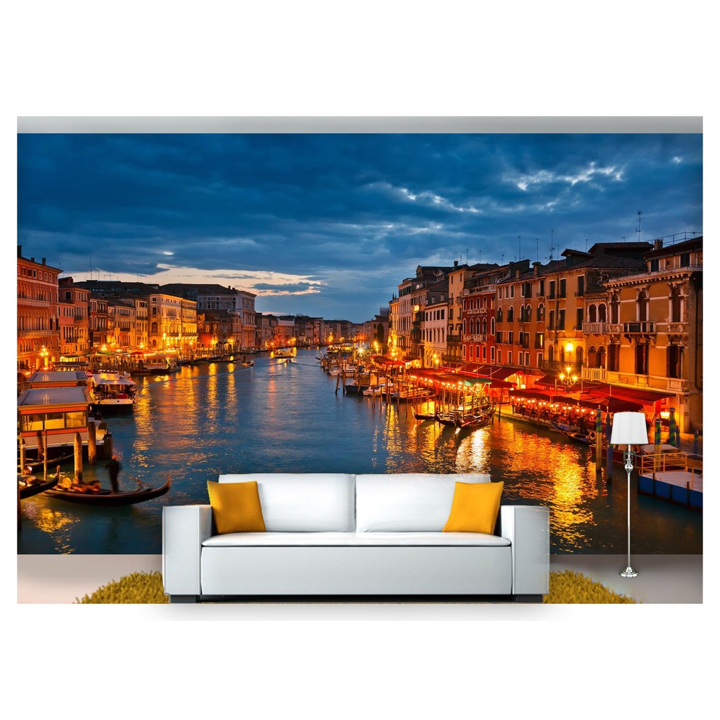 papel de parede Cidade Veneza Gondola 3D m² NCD154