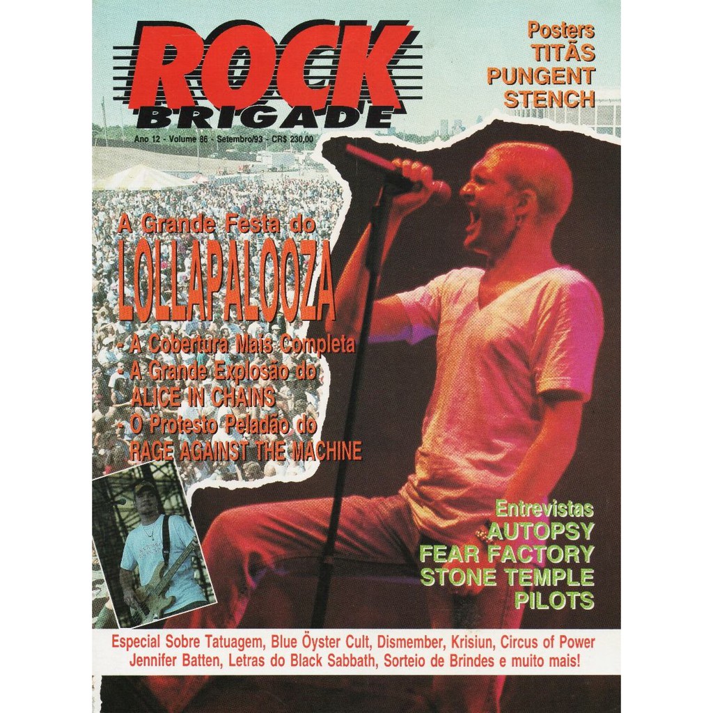 Revista Rock Brigade 86 - Alice In Chains Stone Temple Pilots Krisiun Rage Against the Machine Pungent Stench Titas
