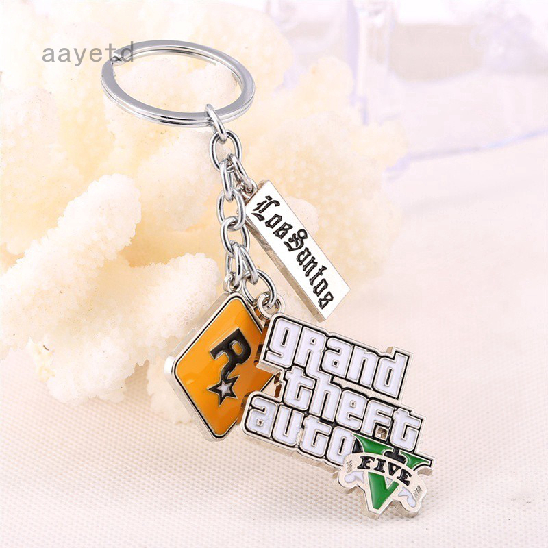 Faíscaworld Ps4 Gta @ - @ 5 Jogo Chaveiro Hot Grande Roubo Auto Cadeia Para Fãs Xbox Pc Rockstar Chave Anel