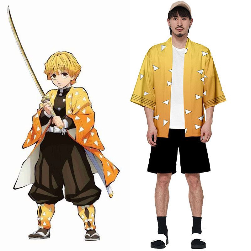 Anime Demon Slayer Casaco Cosplay Solto Tema Kimetsu No Yaiba Agatsuma 