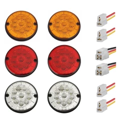 KIT 6 Lanterna Traseira 10 LED 24 volts Ø 12.5 cm com Conector - Ônibus Caio / Marcopolo / Caminhão