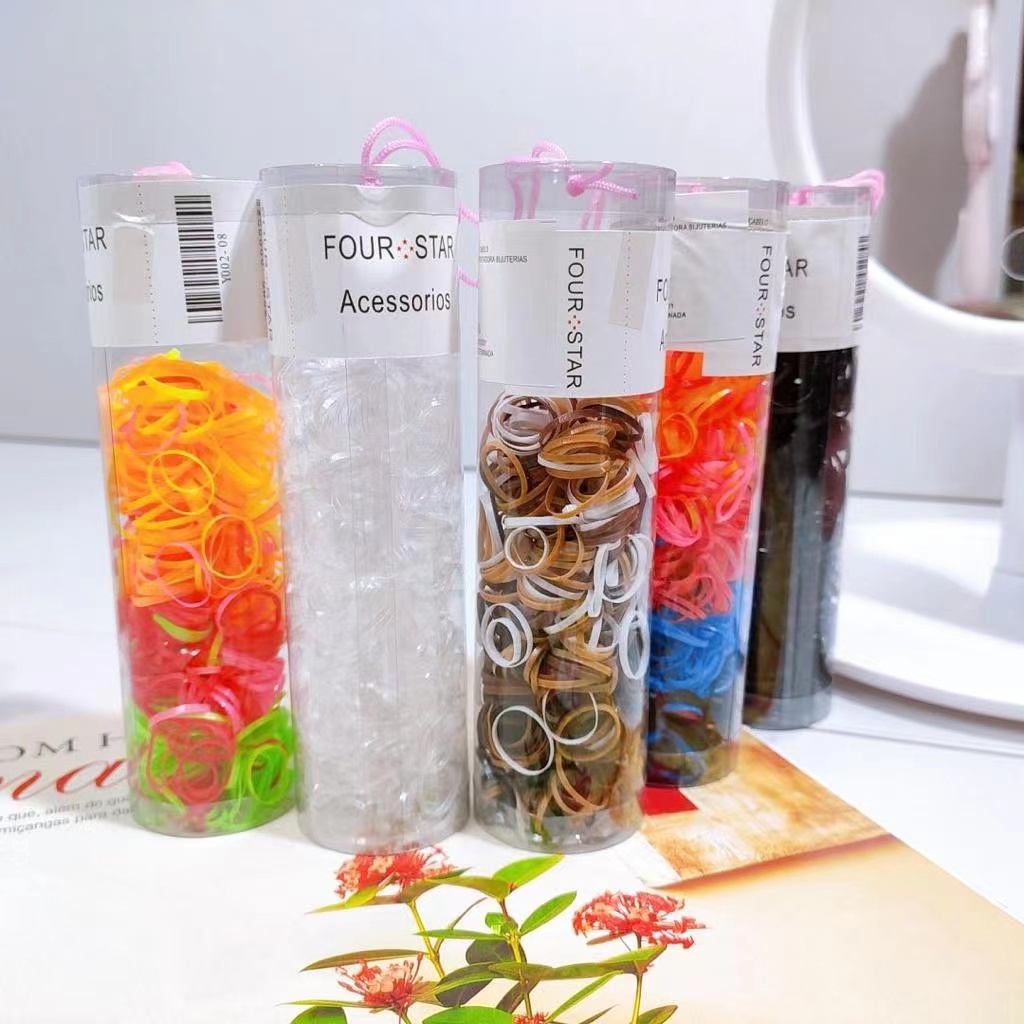 Kit até 750 unidades elástico de cabelo borrachinha de cabelo silicone linguinha colorido em Oferta na Shopee