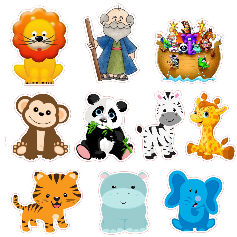 50 Apliques Arca de Noe Baby Toppers Recortes Tubete Enfeites Tags em Oferta na Shopee