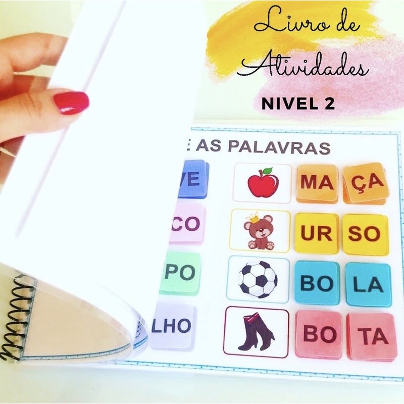 Livro de Atividades com caneta escreve/apaga e velcro para crianças de 4 a 5 anos