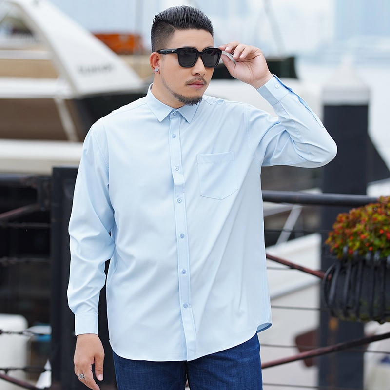 80-175KG Camisa Plus Size Masculina Camisa de Manga Longa Stretch Camisa Plus Size Plus Gorda Camisa Plus Size Primavera