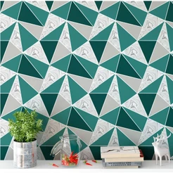 Papel De Parede Zara Diamond Em Tons De Cinza E Verde