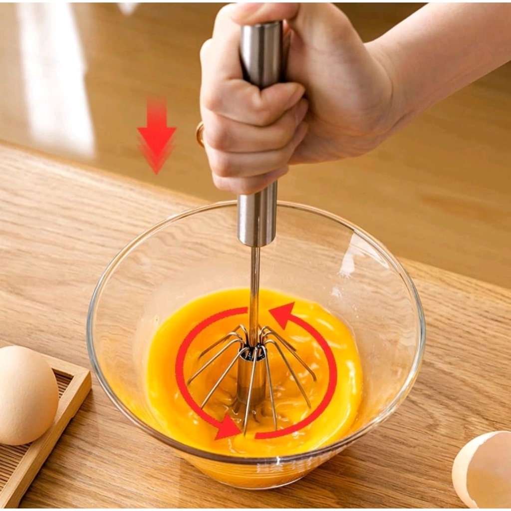 Batedor Ovos Fue Giratório Mixer Semi Automático Inox Claras em Neve - Envio Já