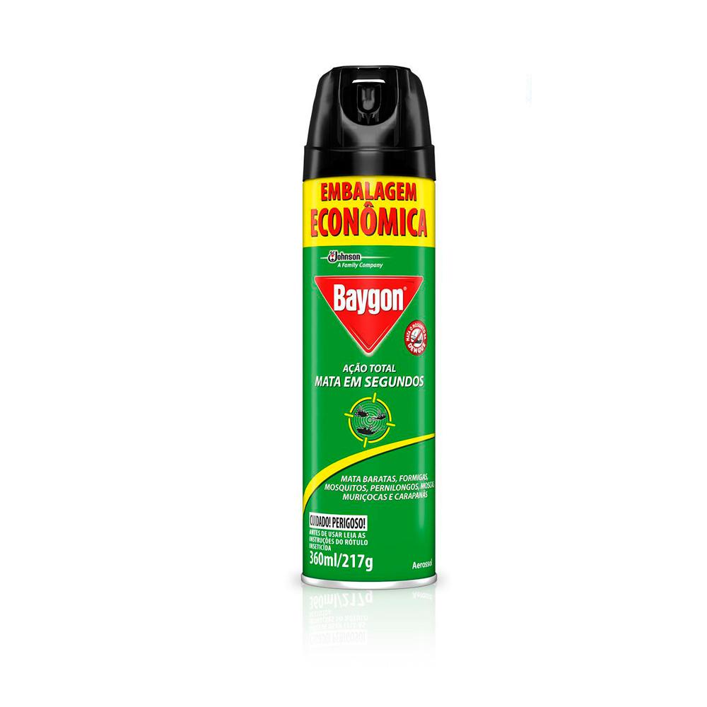 Inseticida Baygon Aerossol Ação Total 360ml Embalagem Econômica em Oferta na Shopee