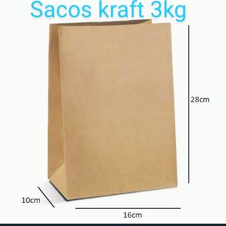 Sacos Kraft Delivery 50 unidades 3kg 28x16x10 em Oferta na Shopee