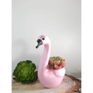 Vaso Cachepot Flamingo Porta Suculenta e Flores Artificiais ( Não acompanha a flor )