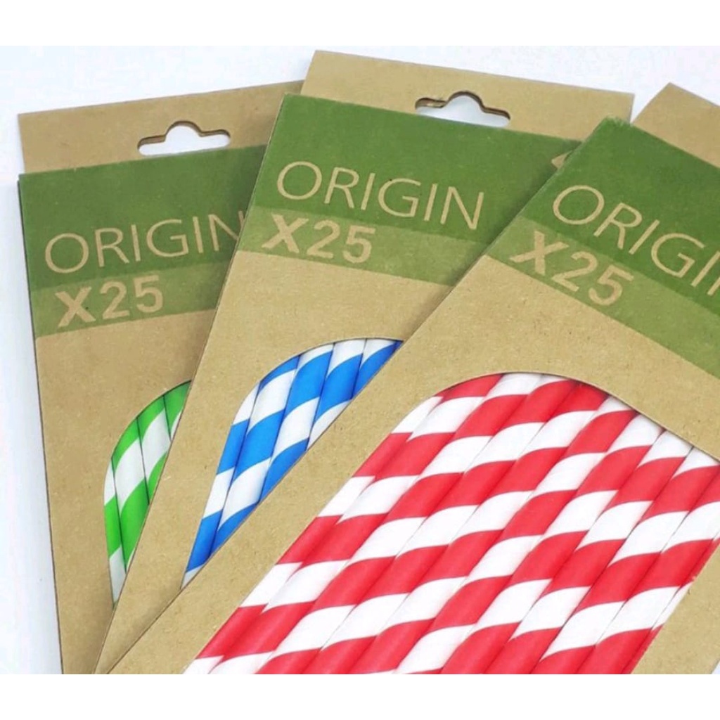 Canudos de Papel Listrado Carrefour - Kit c/ 25 unidades