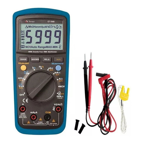Multímetro Minipa True Rms AC ET-1649 CATIII com Teste de Capacitor