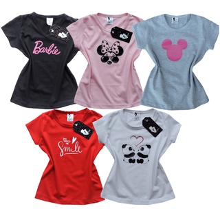 Atacado 5 Camisetas Curta sortidas Infantil/juvenil T-shirt Feminina Meninas