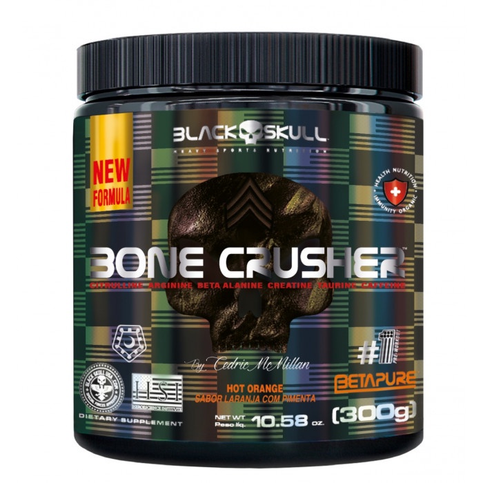 Pré Treino Bone Crusher Black Skull - Hot Orange - (300g)