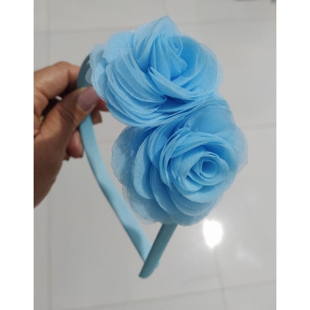 tiara azul com flor de seda | Shopee Brasil