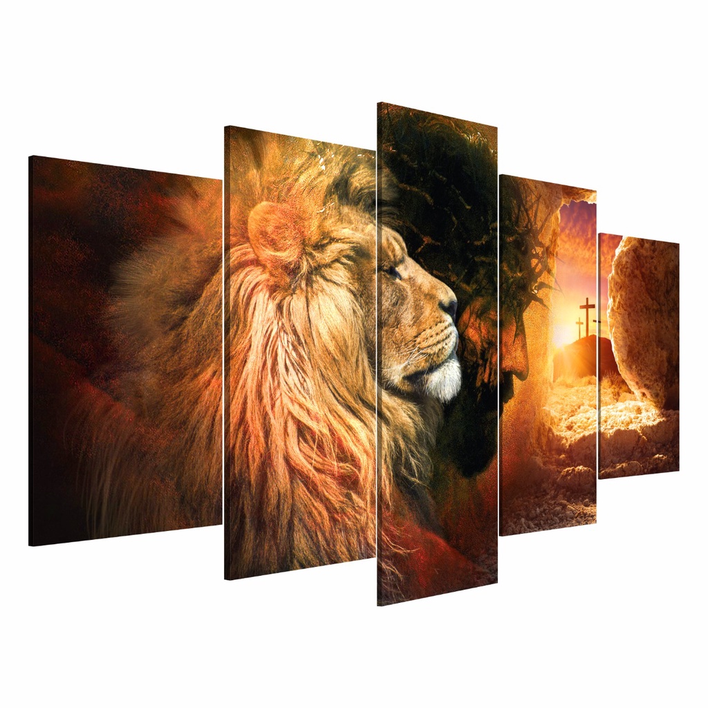 Quadro Decorativo 1 Peça Leão de Judá e Jesus Cristo Religioso Grande ...