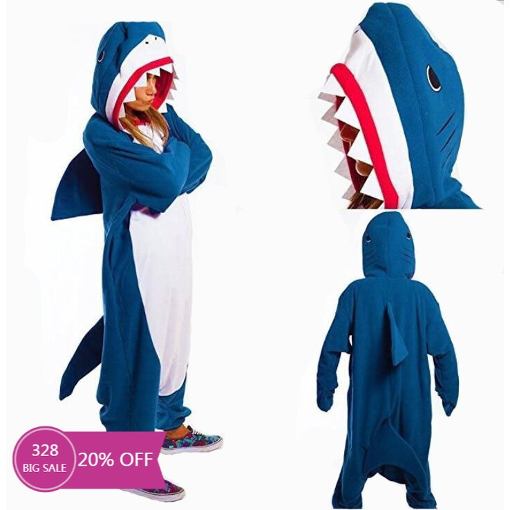 Pijama de Tubarão Masculino para Inverno / Fantasia de Lã de Animal