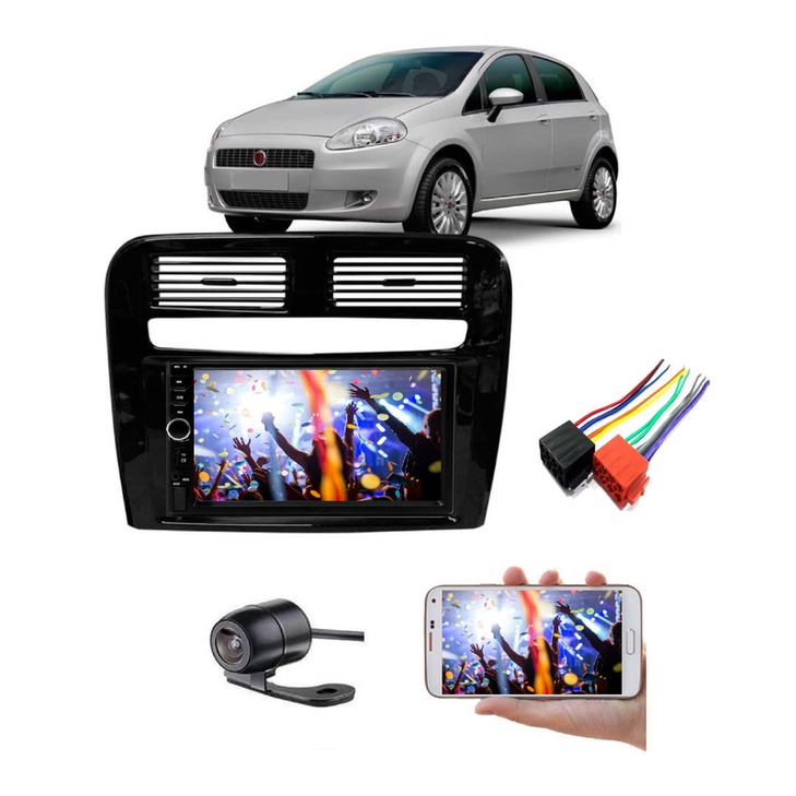 Mp5 Central Multimidia Moldura 2 din Fiat Punto 2008 2009 2010 2011 2012 + Camera