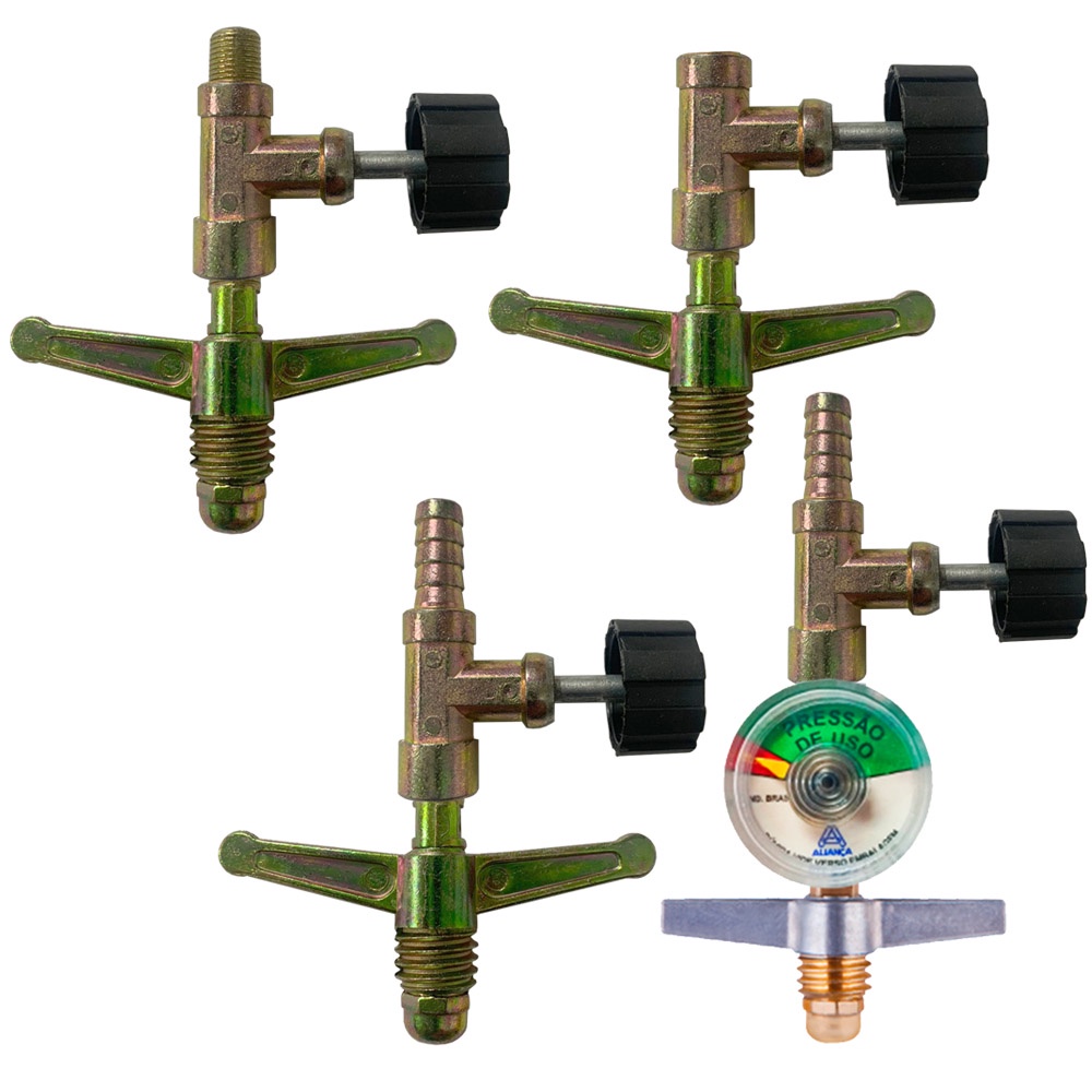 Registro em Zamac Alta Pressão Para Gás de Botijão P5 P8 P13