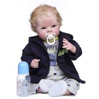 55CM soft body bebe doll reborn baby boy doll newborn size blond rooted hair detailed 100% handmade collectible art doll