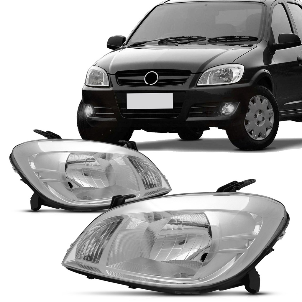 Par Farol Celta Prisma 2006 2007 2008 2009 2010 2011 2012 2013 2014 2015 2016 Foco Simples Cromado