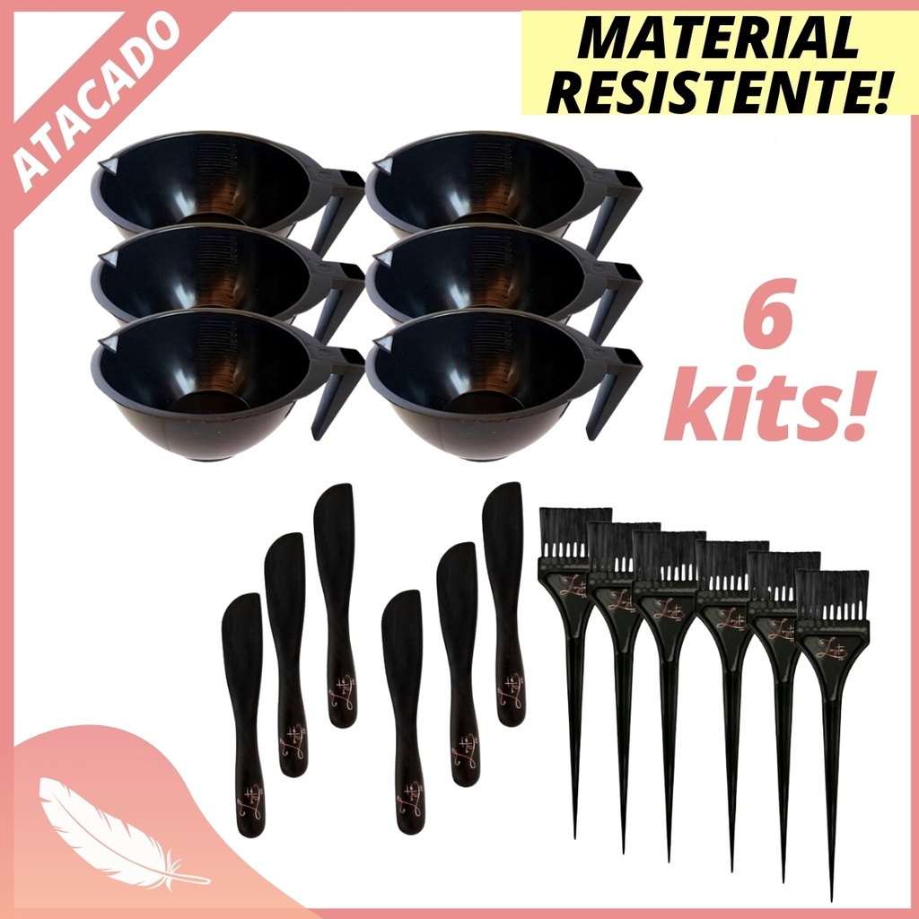 Kit Cumbuca Pincel E Espátula Para Mistura De Cremes Tintura Cabeleireiro Salão Cabelo