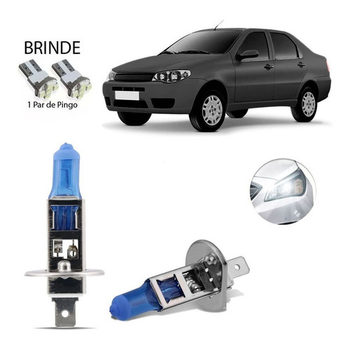 Lampada Super Branca Farol Alto 8500k Fiat Siena 2000-2003