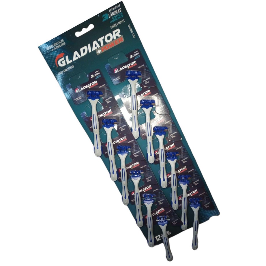 Aparelho de Barbear Cartela c/12und Gladiator 3 Lâminas