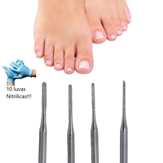 Kit Com 4 Bisturi Para Podologia profissional 207, 208, 209 E 214 , 10 luvas nitrílica