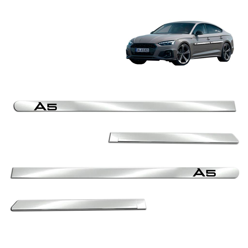 Kit Friso Lateral Largo Cromado Audi A5 4 Portas 2013 2014 2015 2016 2017 2018 2019 2020 2021 2022 - Shekparts