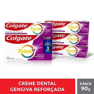 Creme Dental Colgate Total 12 Gengiva Reforçada 90g com 3 unidades
