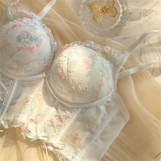 Bordado Sensual Em Renda Push Up Soutien Sem Fio Confortável Roupa Interior Feminina Colete Superior De