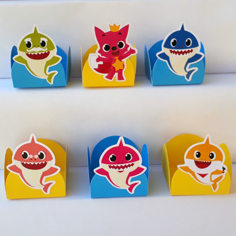 50 Forminhas e Apliques Baby Shark Tubarão Baby Fundo Do Mar Brigadeiro Infantil em Oferta na Shopee