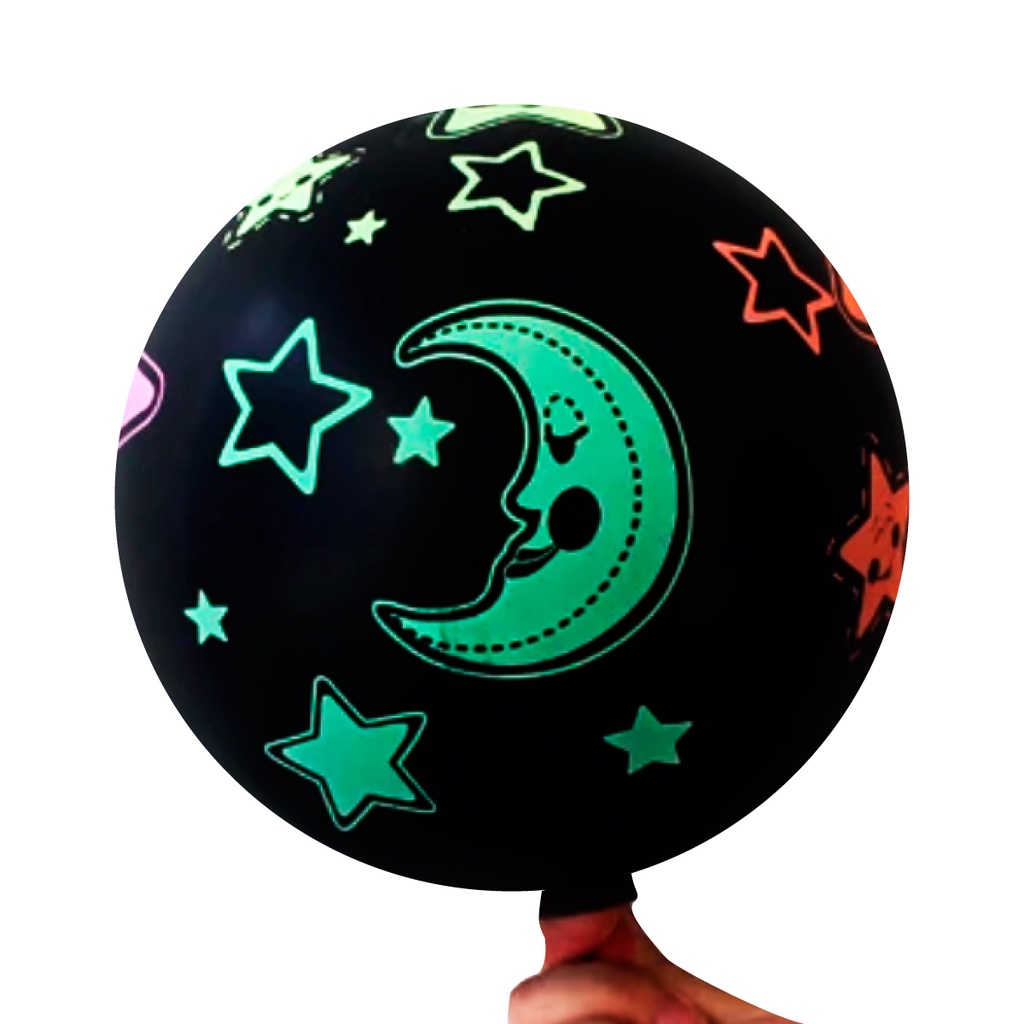 Balão Neon Estrelas e Lua - Kit 10 Unidades