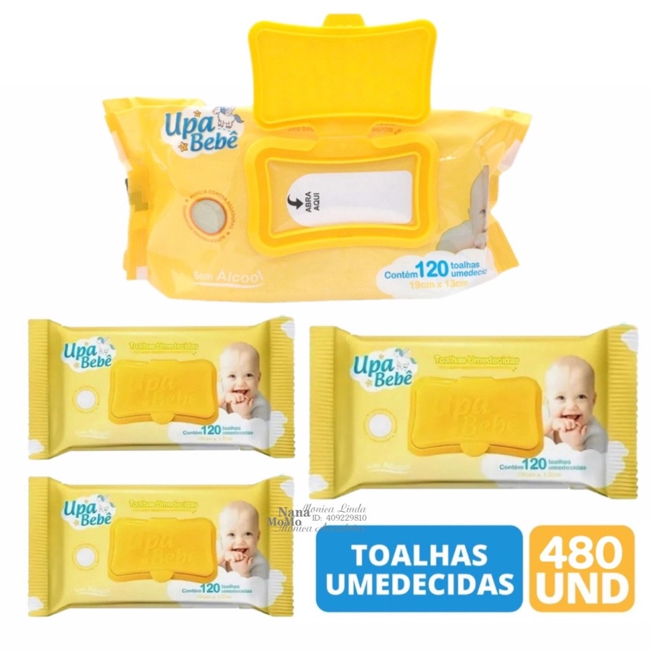 Kit 4 pacotes de Lenços Umedecidos Upa Bebê Barato
